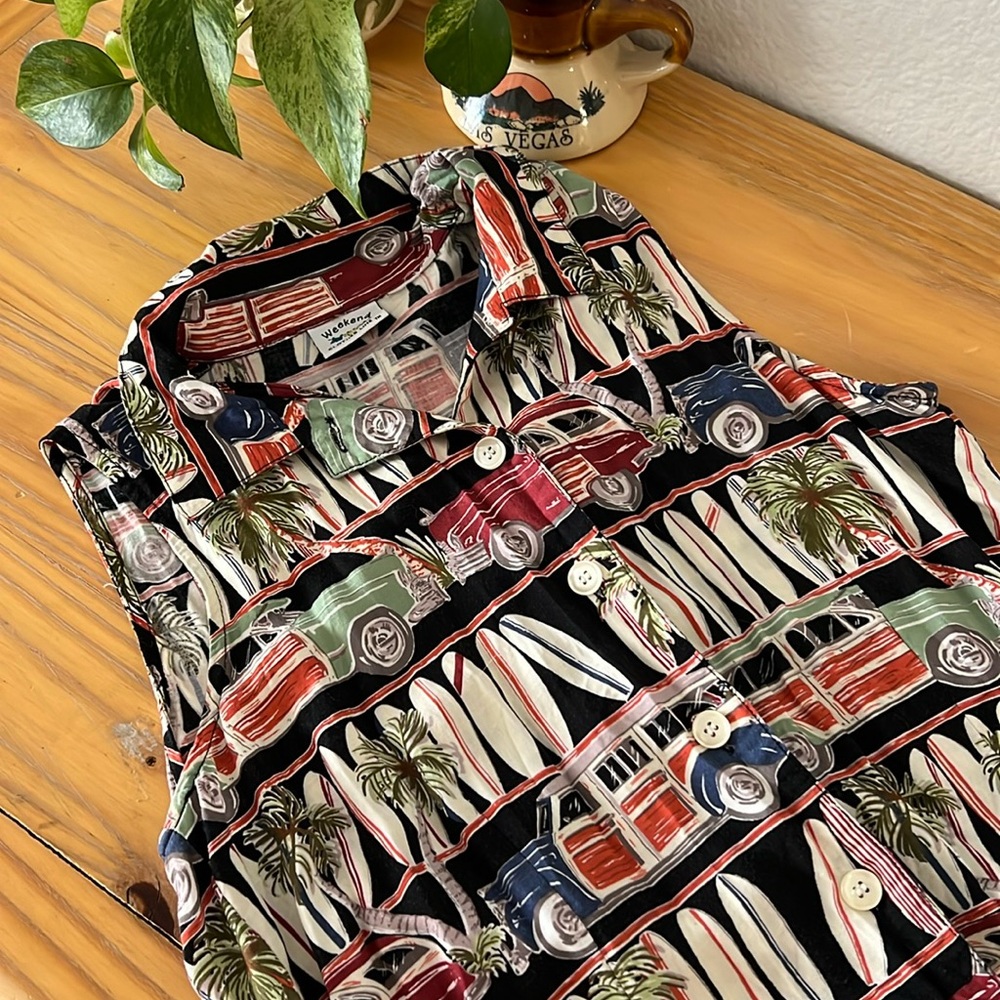 Button Up Beach Print Dress